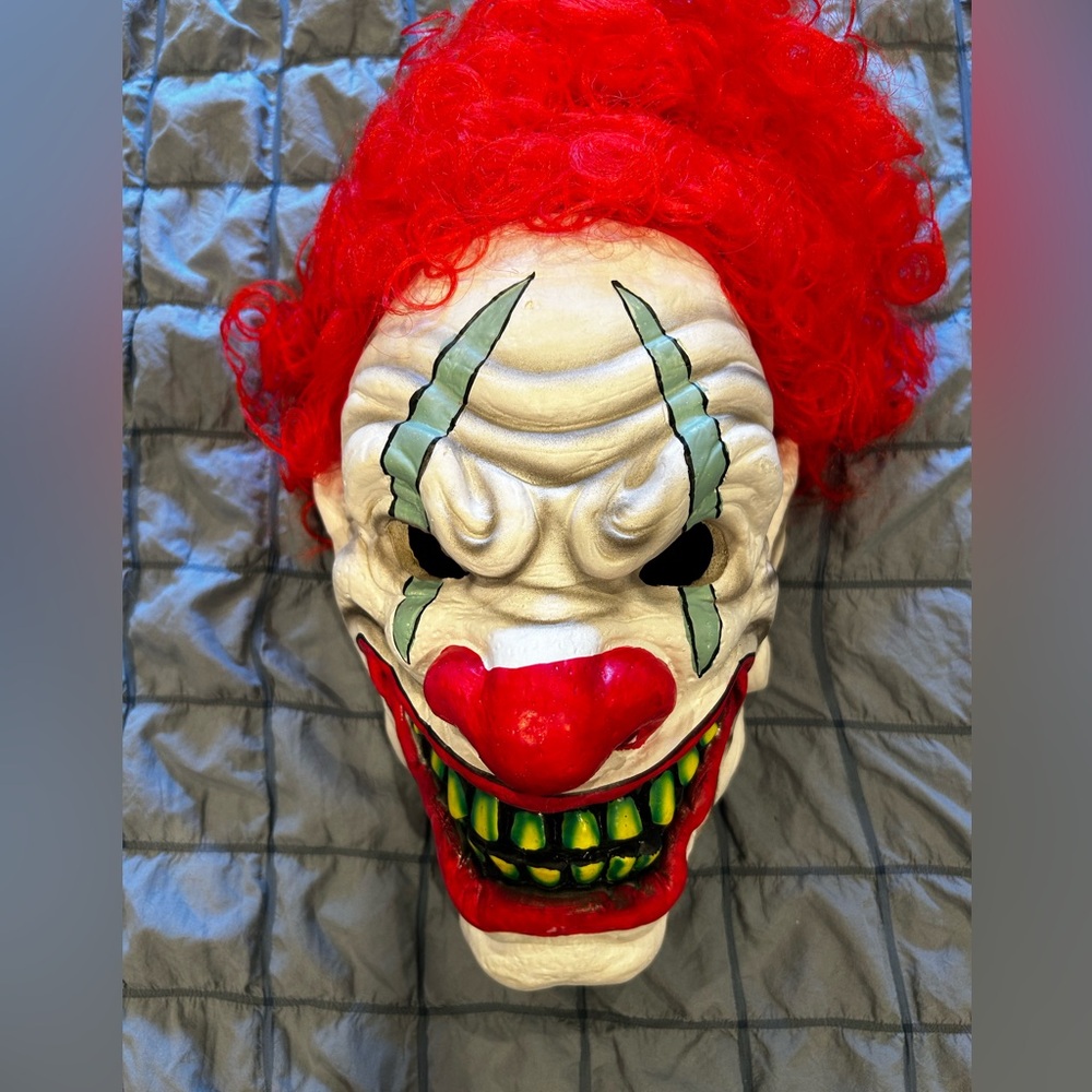 Red and White Creepy Clown Mask